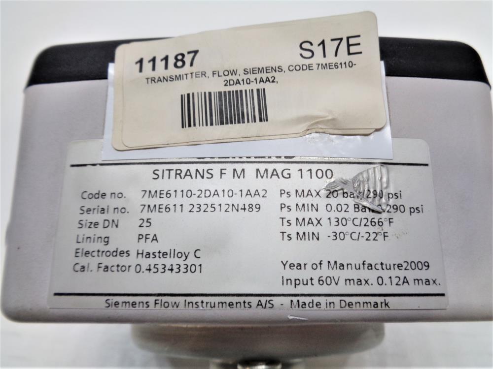 Siemens Sitrans F M Mag 1100 Electromagnetic Flow Sensor 7ME6110-2DA10-1AA2